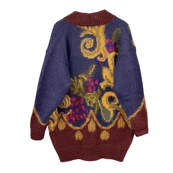Vintage Linda Allard For Ellen Tracy Mohair Oversized Paisley Cardigan Sweater - Picture 2 of 14